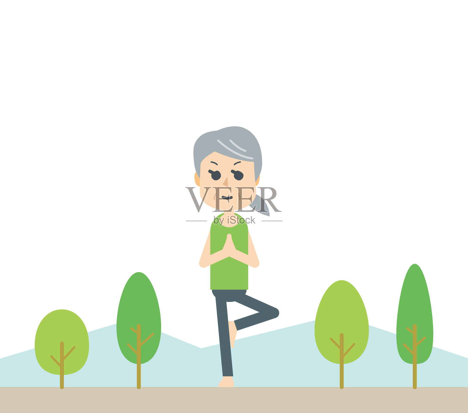 人们在大自然中做瑜伽姿势,健康,锻炼插画图片素材