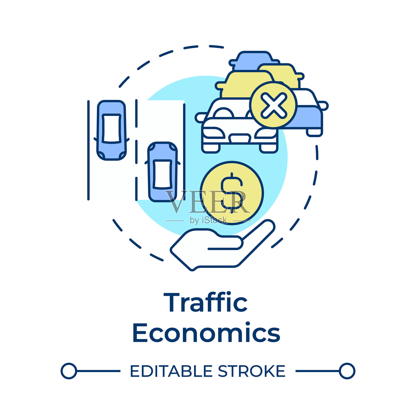 交通经济学多色概念图标插画图片素材