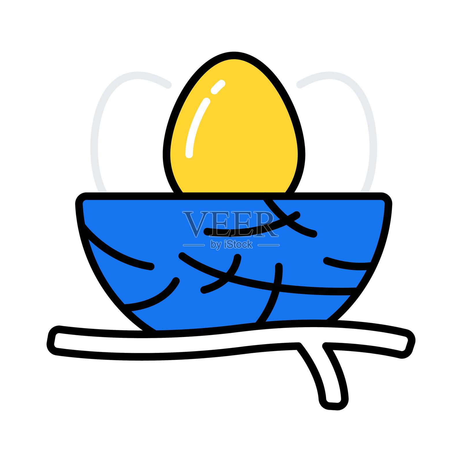 鸡蛋巢的矢量填充轮廓图标。EPS 10 文件插画图片素材