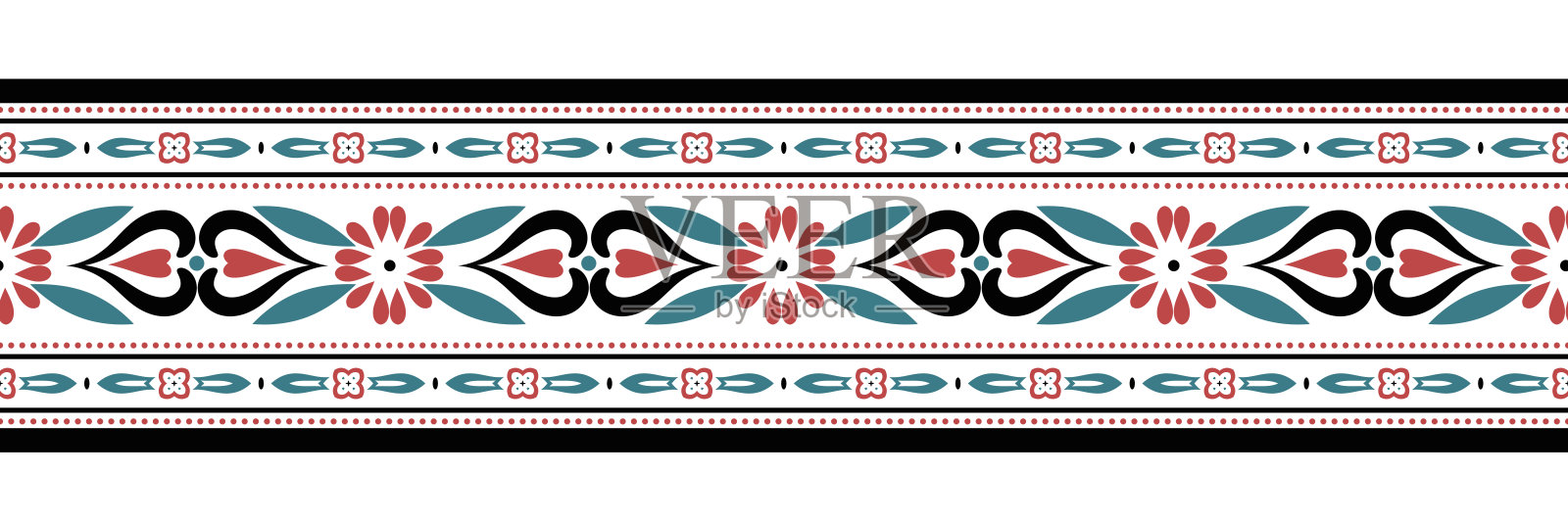 几何花卉无缝边框插画图片素材