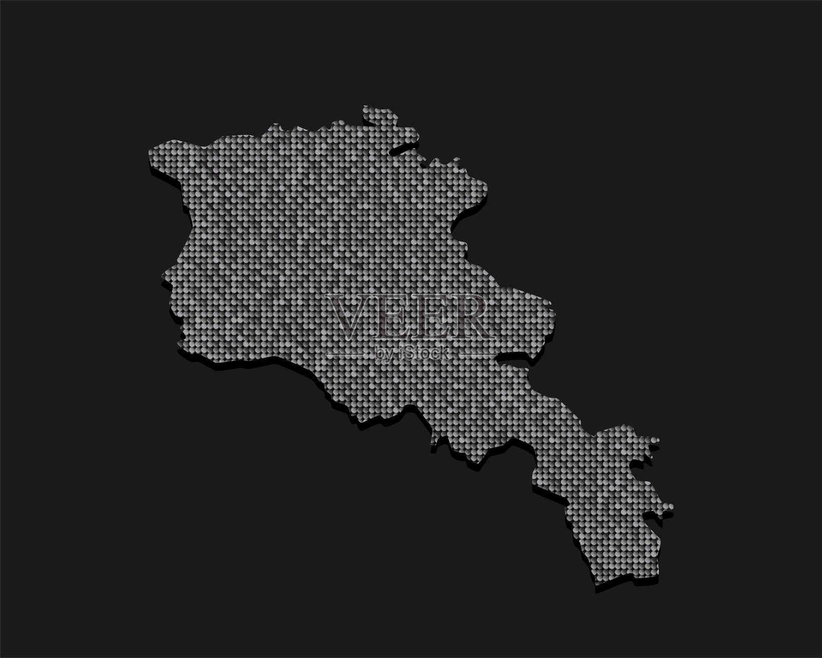 用银色亮片、闪光和光芒制作的亚美尼亚地图插画图片素材