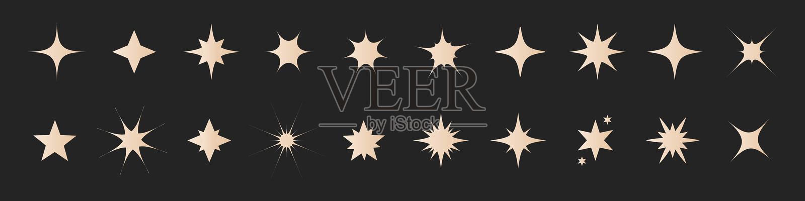 发光粒子照亮轮廓,闪光图标Y2K,矢量插图插画图片素材