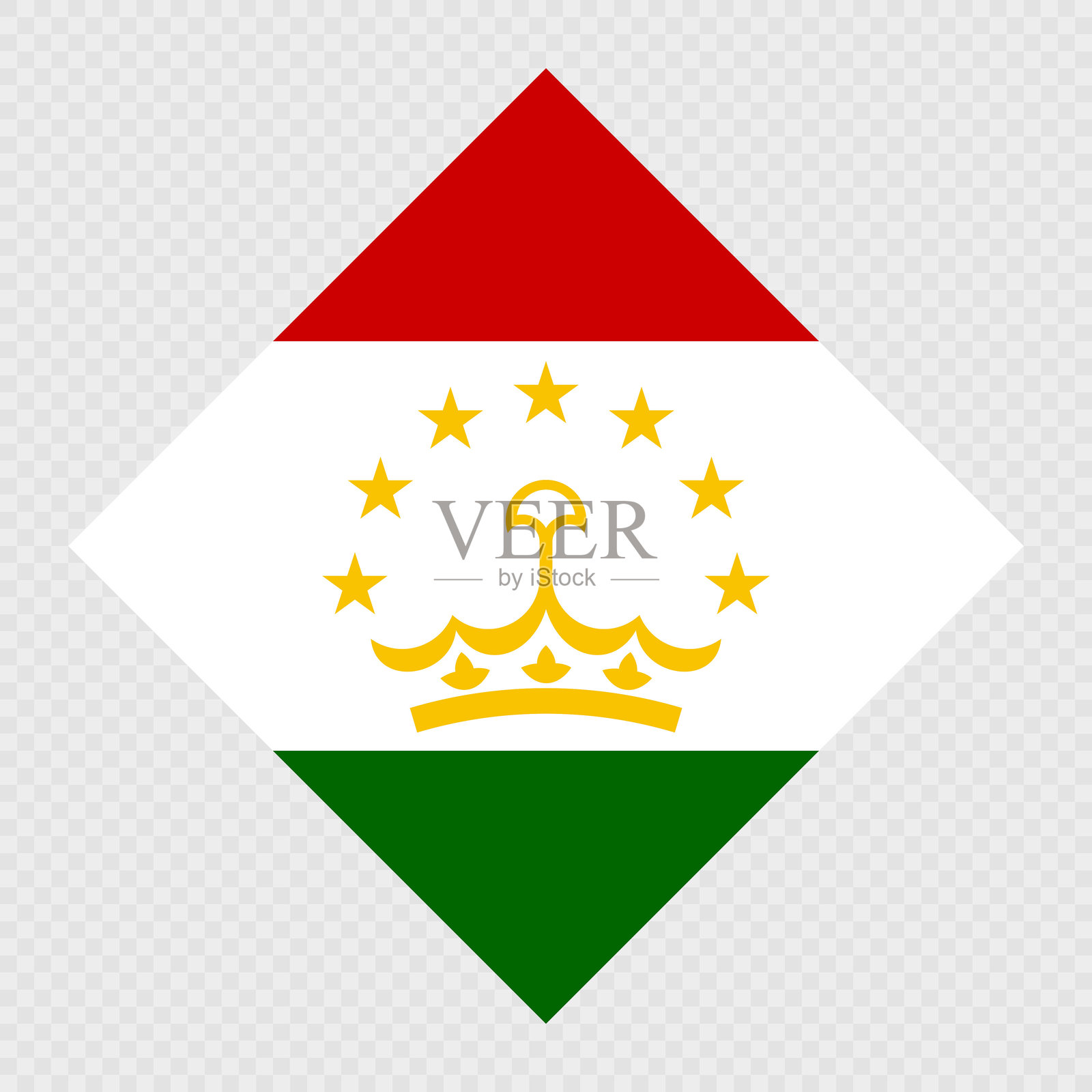 塔吉克斯坦菱形国旗。矢量插图。插画图片素材
