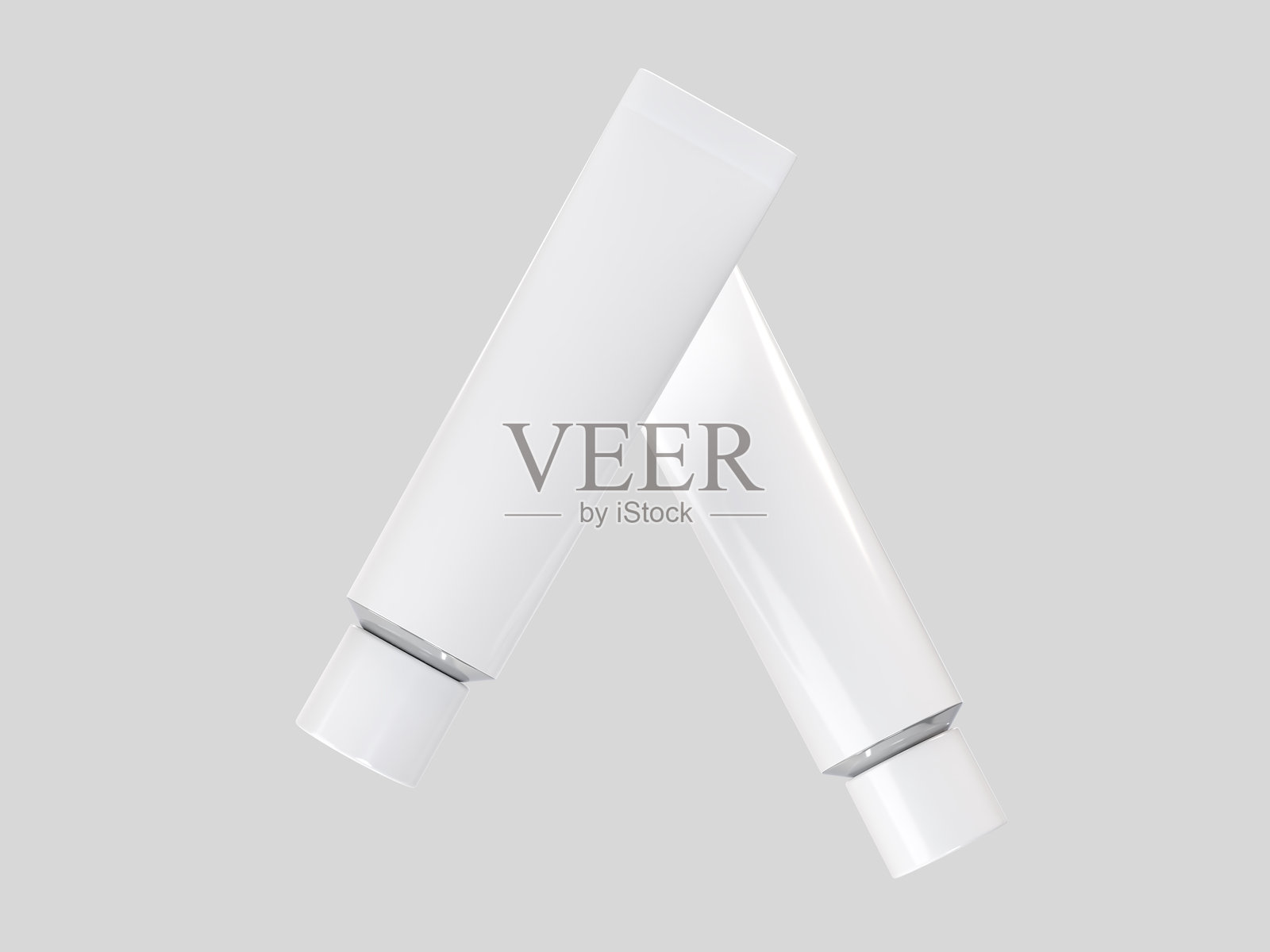 逼真的空白白色化妆品管容器模型,塑料包装,背景独立。牙膏、面霜、洗发水、凝胶、护肤、保健或药品展示的设计模板。照片摄影图片