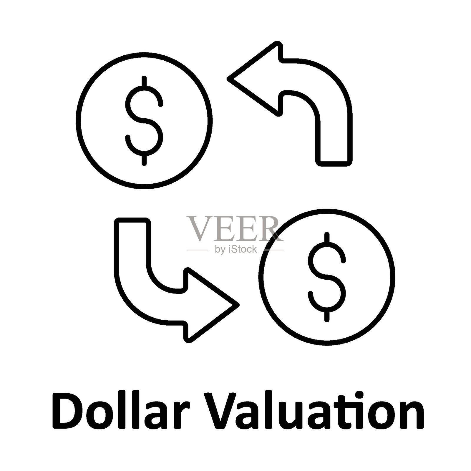 美元估值矢量图标,易于修改或编辑插画图片素材