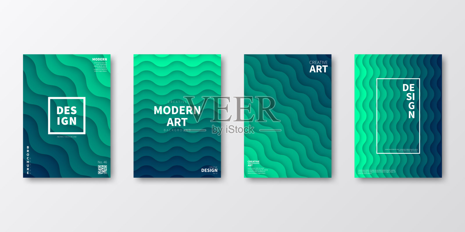 宣传册模板布局,绿色封面设计,商业年度报告,传单,杂志插画图片素材