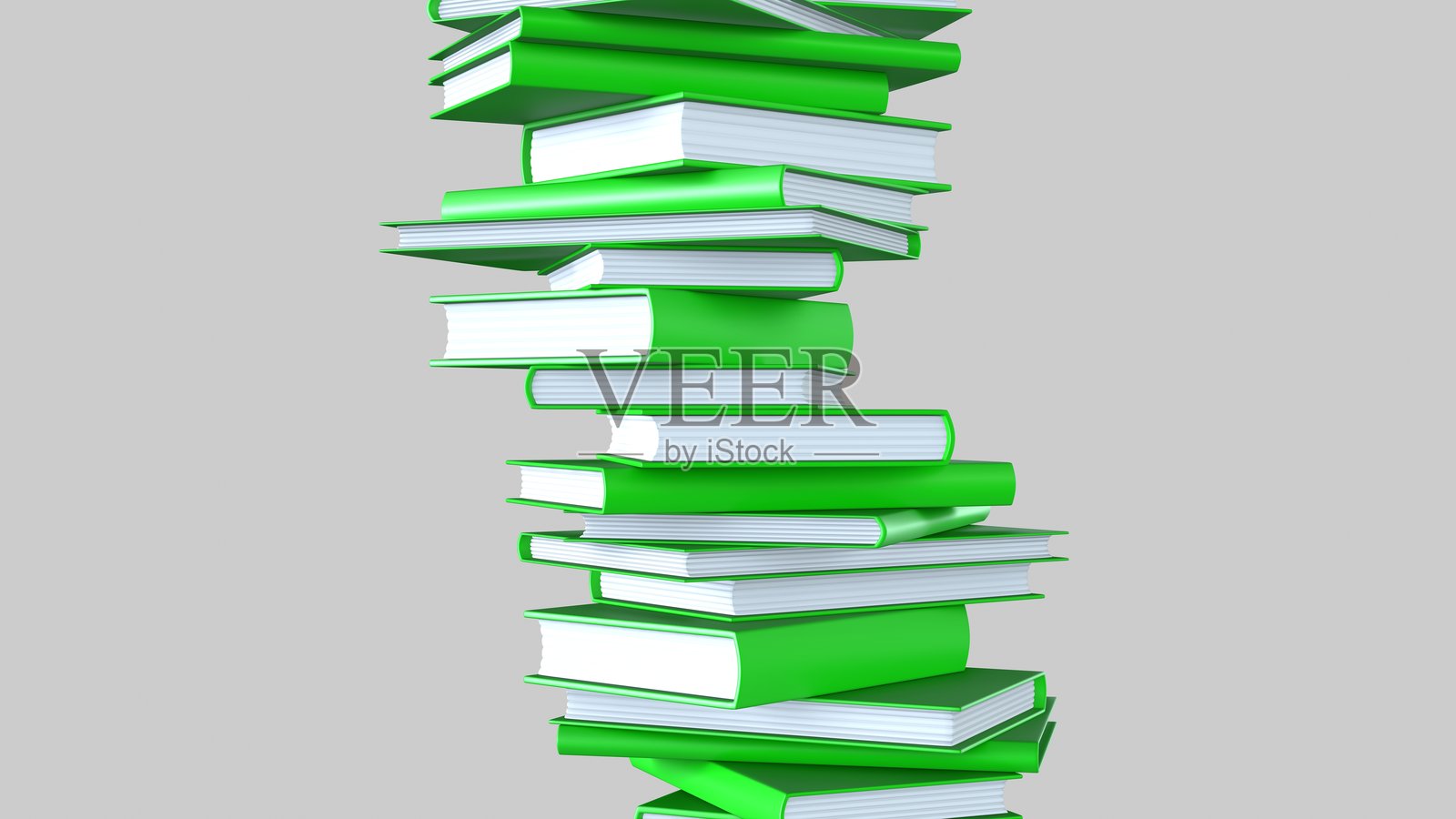 堆叠的金色书籍,背景为灰色。照片摄影图片