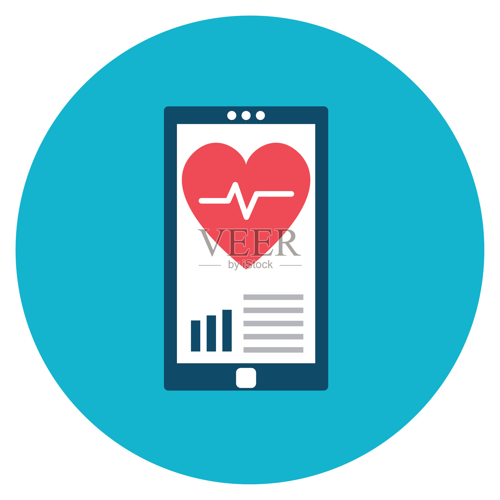 医疗和医疗保健移动应用程序图标在圆形背景上的平面设计风格插画图片素材