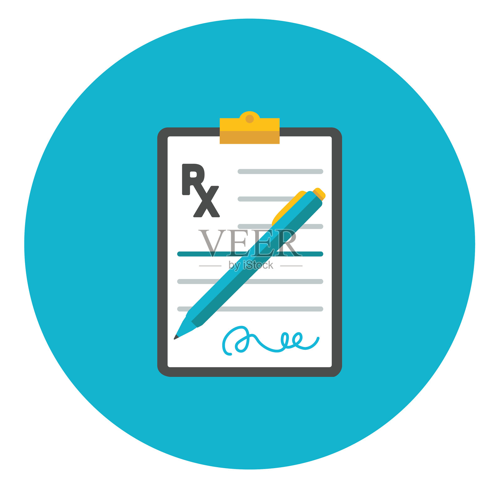 圆形背景上的平坦设计风格的医疗保健图标插画图片素材