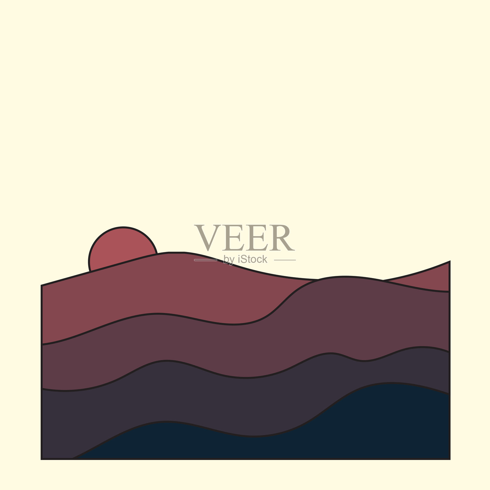 抽象简单的黄昏和黎明图案 - 矢量插图插画图片素材