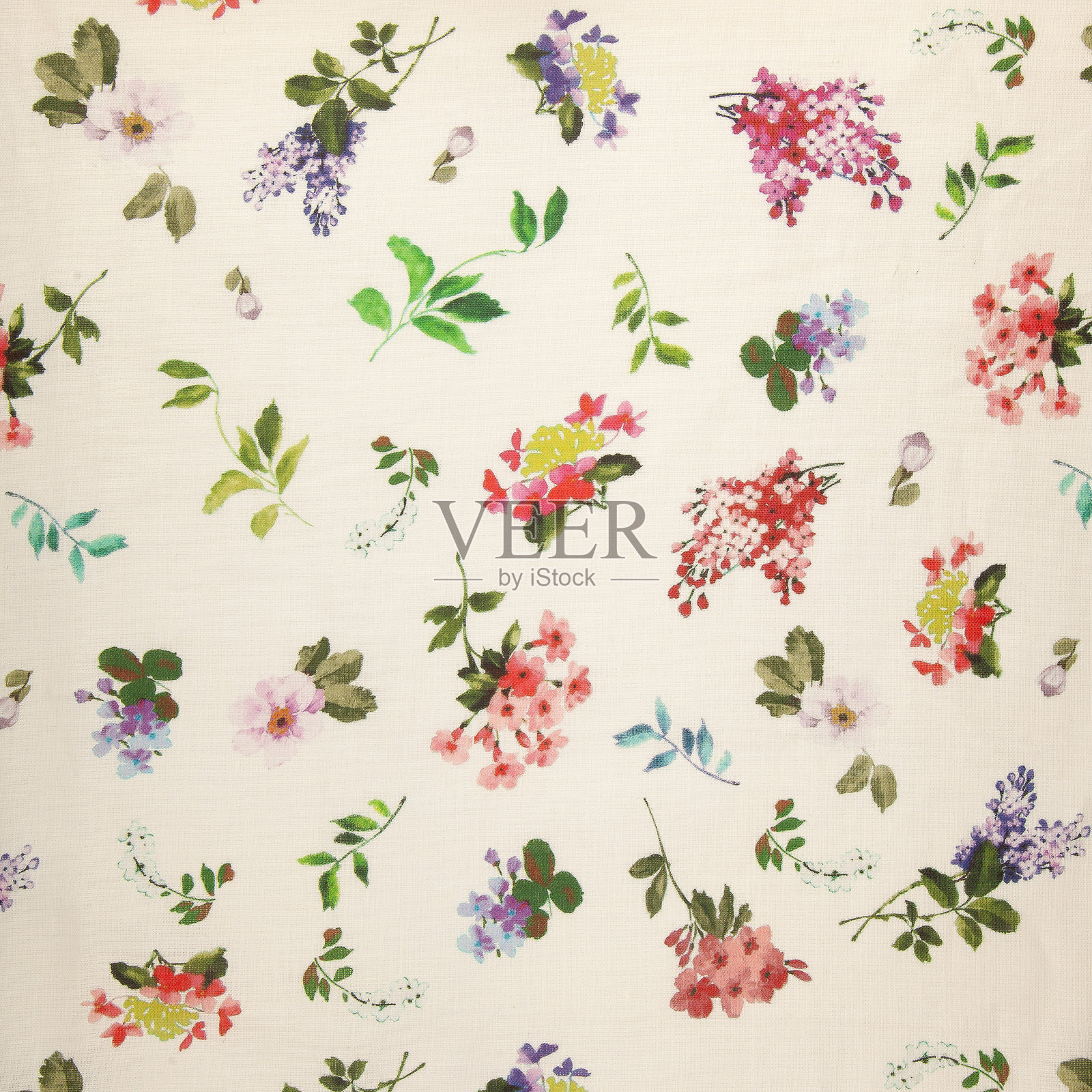 白色亚麻布料带花卉图案照片摄影图片