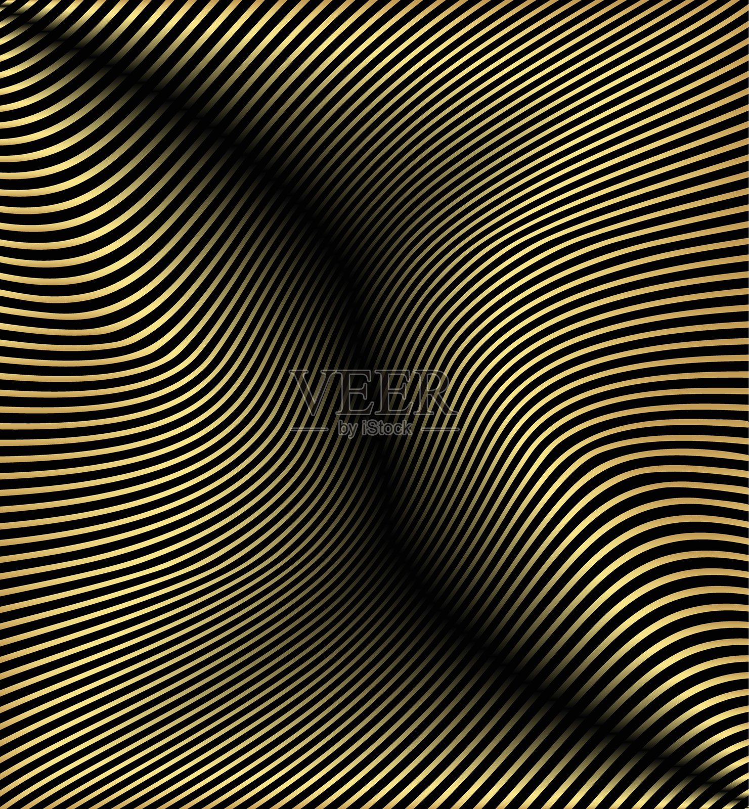 黑色背景上的金色渐变抽象波浪线插画图片素材