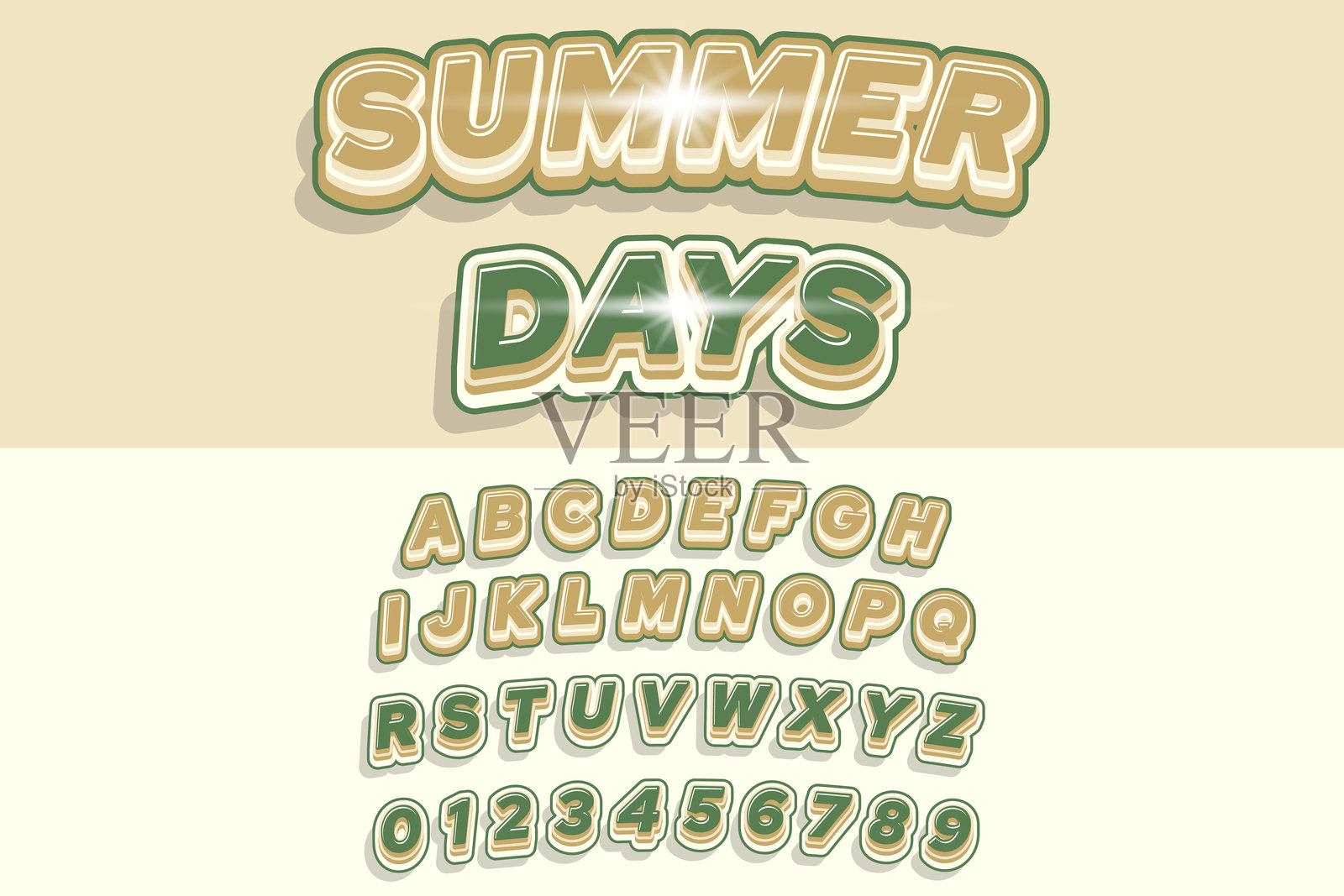 夏日可编辑文本效果。文本可以在“图形样式”面板中更改。插画图片素材