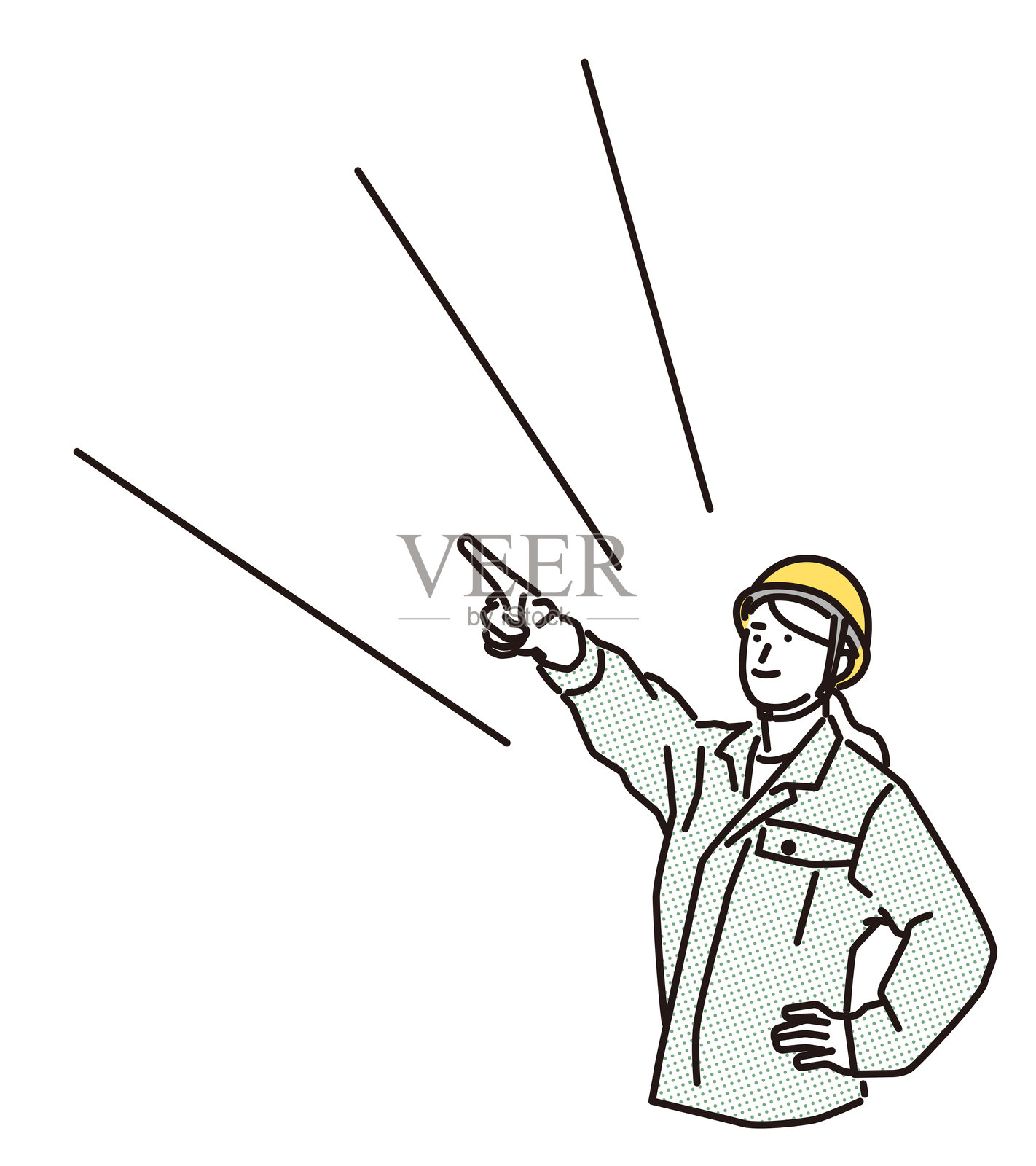 一位女性工人指向实现目标的矢量插图插画图片素材