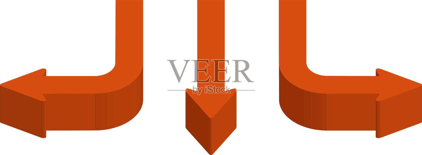 3D箭头图标 - 方向、导航、选择 / 插图素材(矢量插图)插画图片素材