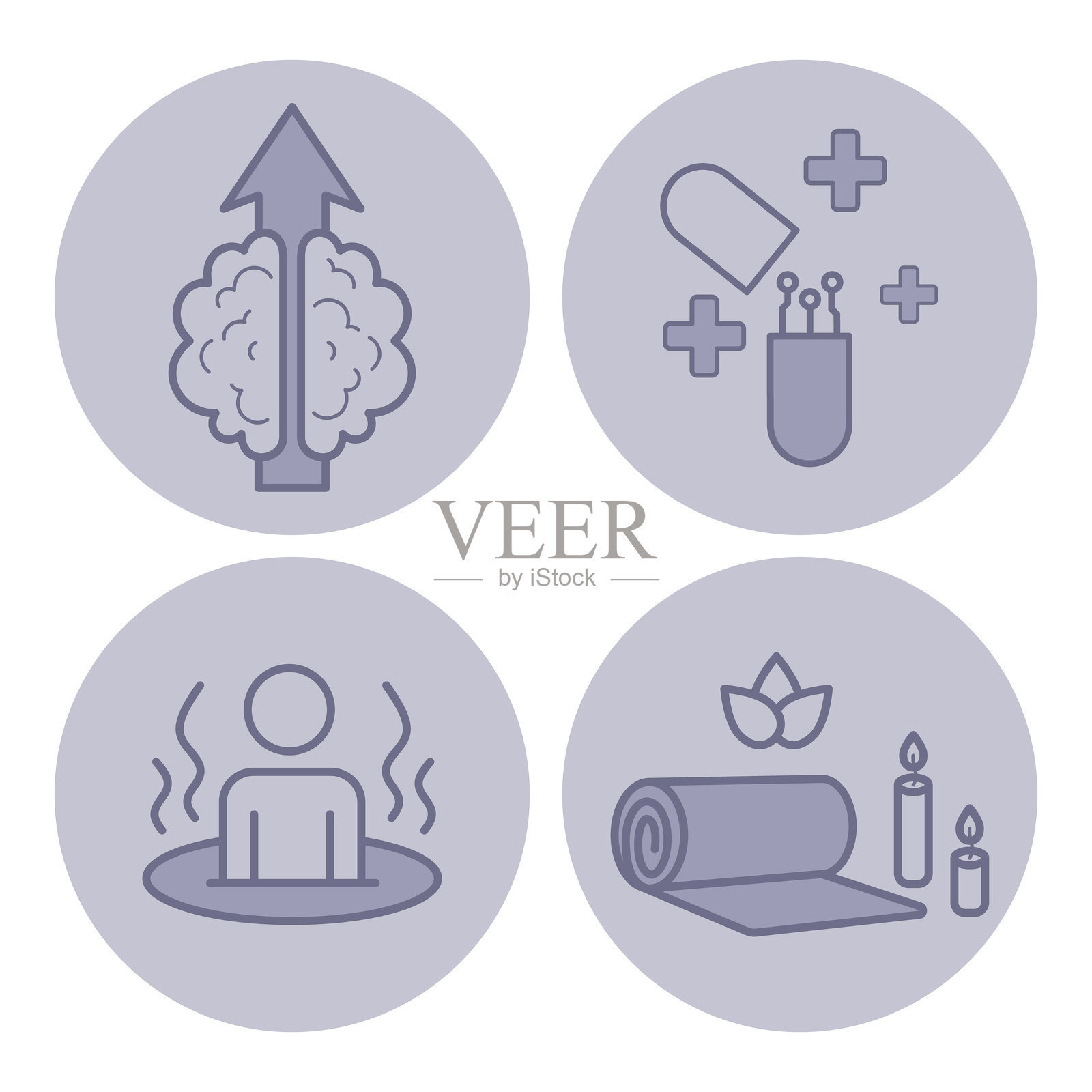 多样化自我护理图标的健康与正念插画图片素材