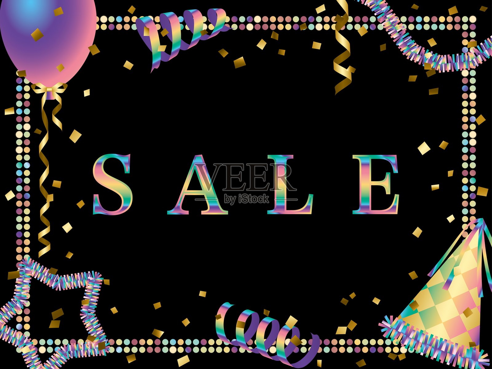 镜面瓷砖和派对装饰,字母插画图片素材