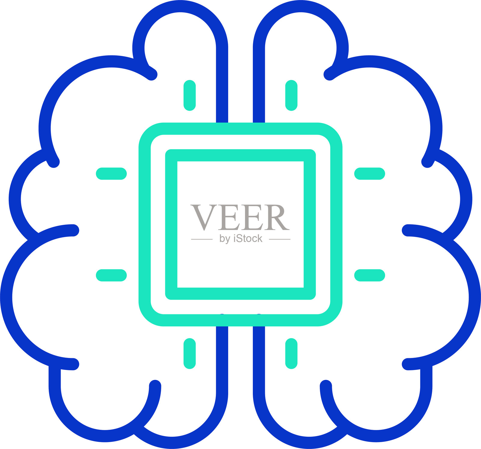 机器学习轮廓双色矢量插图图标设计插画图片素材