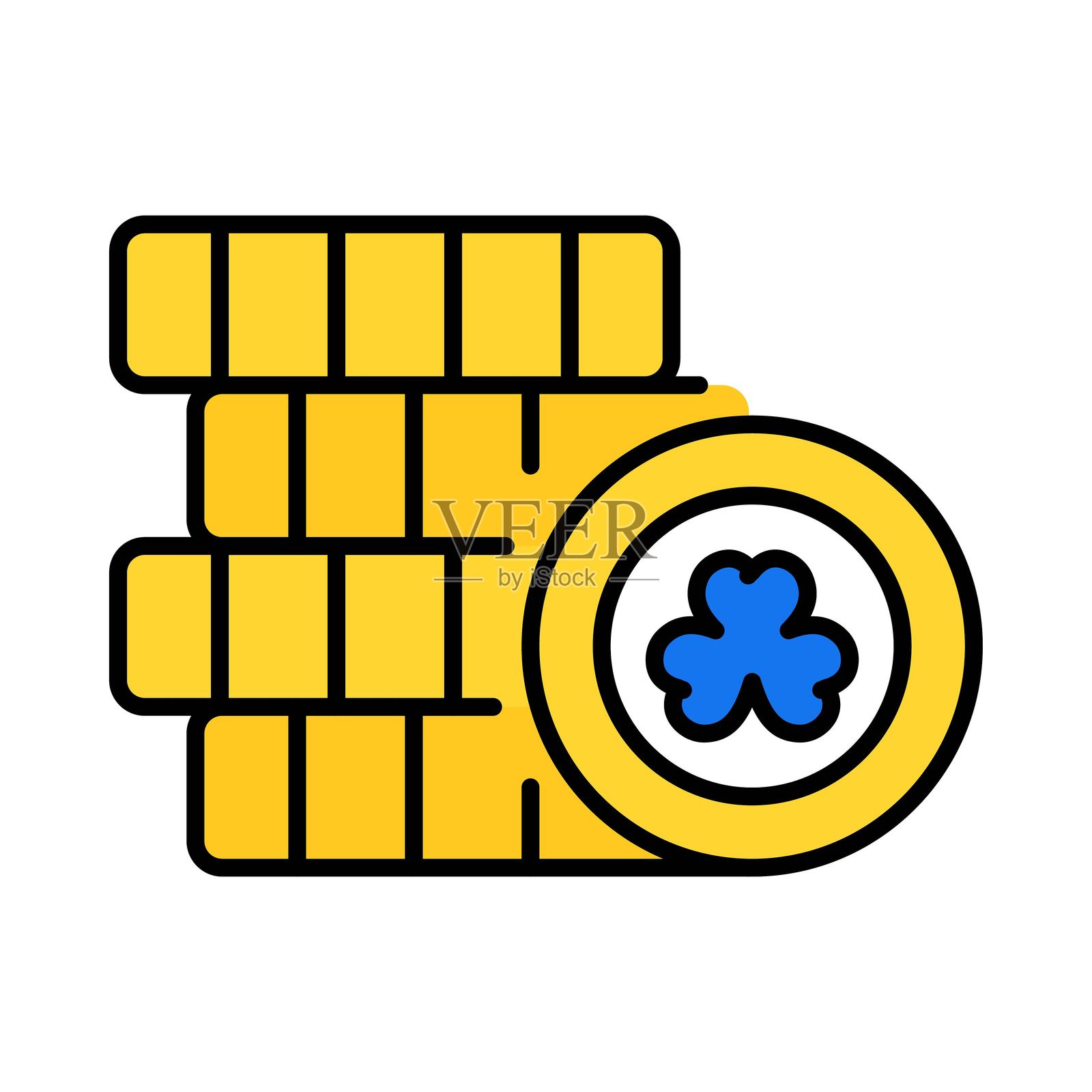 硬币矢量填充轮廓图标。EPS 10 文件插画图片素材