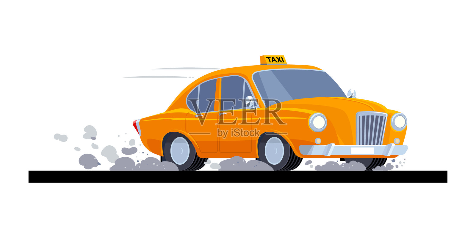 超速行驶的汽车。插画图片素材