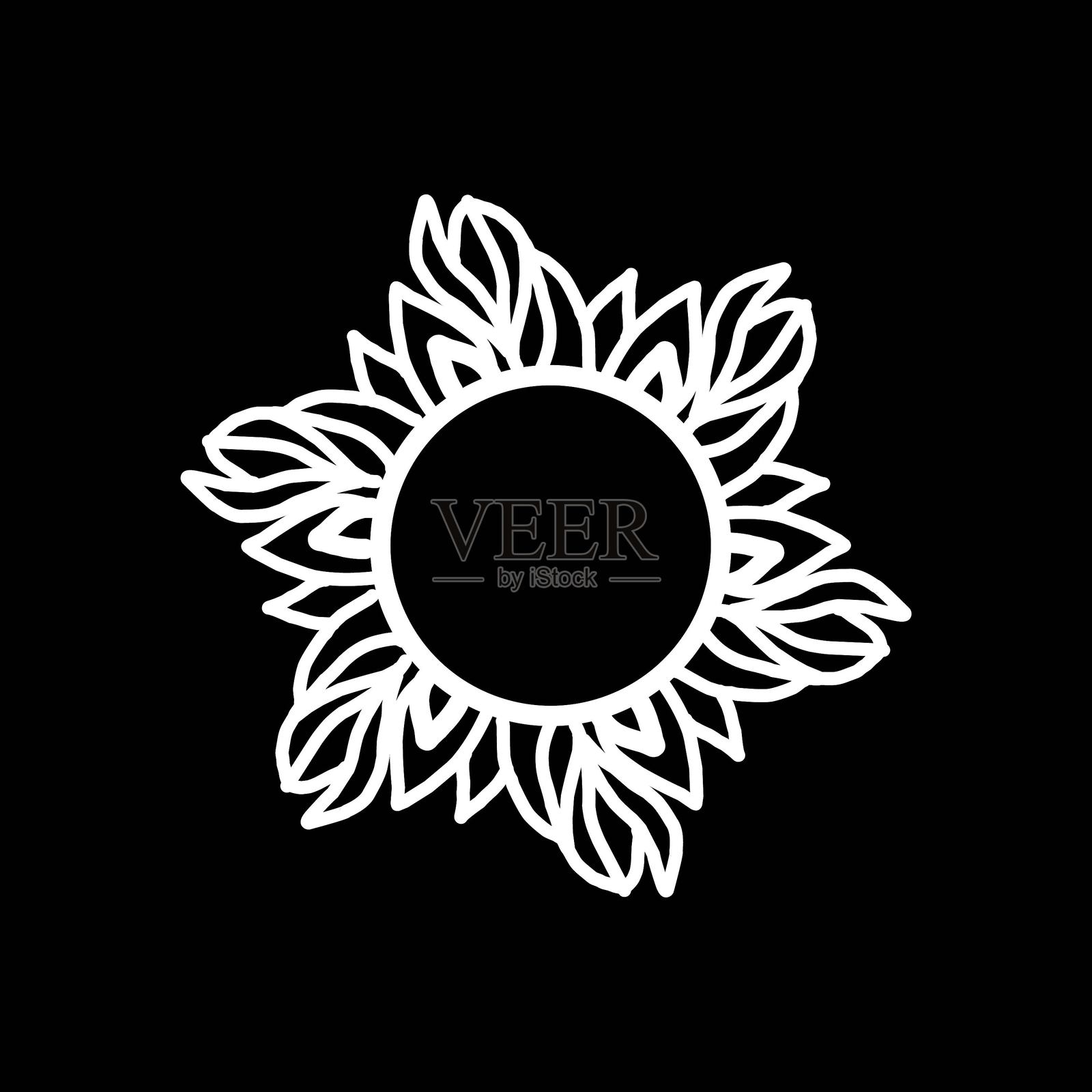 向日葵装饰的花边框插画图片素材