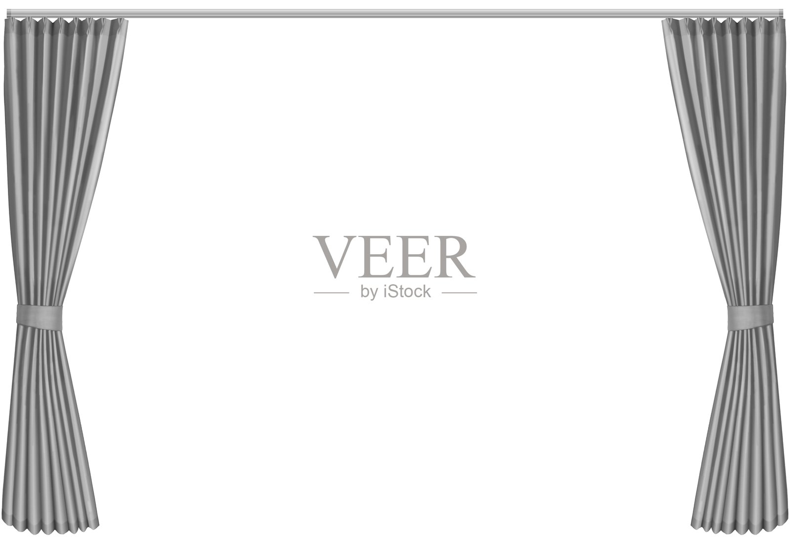 捆绑的灰色窗帘插画图片素材