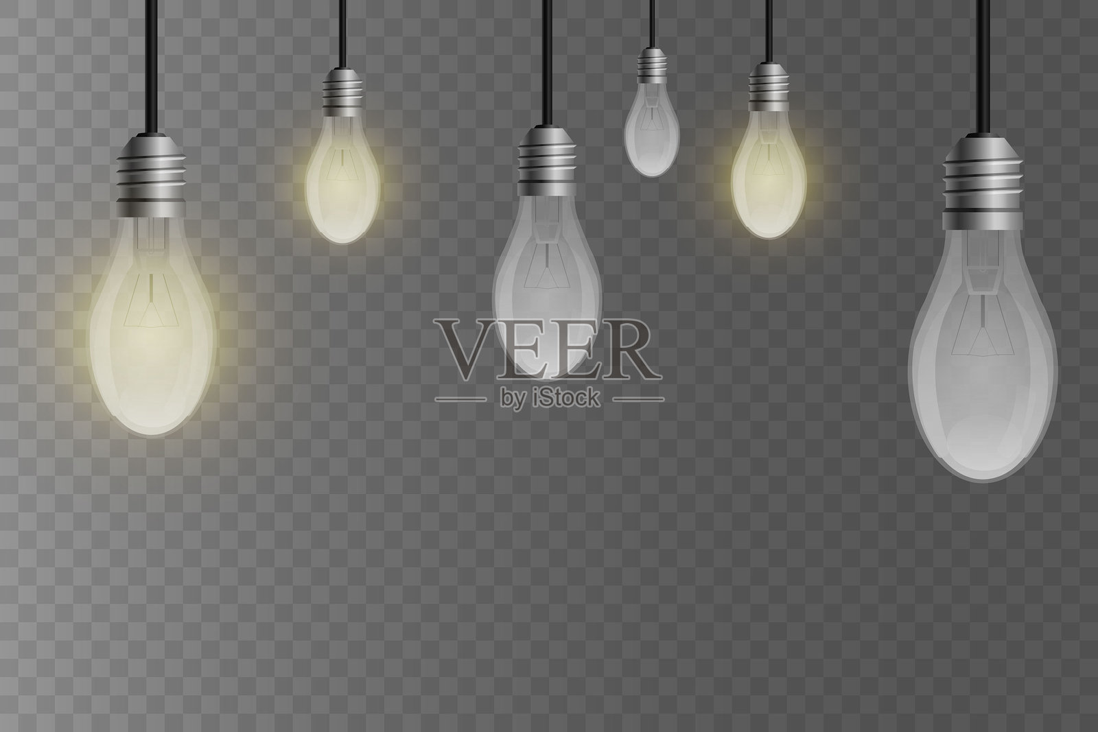 发光的灯泡。透明背景。插画图片素材