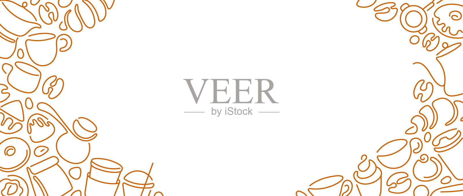 咖啡馆,提供咖啡、茶和可可。抽象线框设计插画图片素材