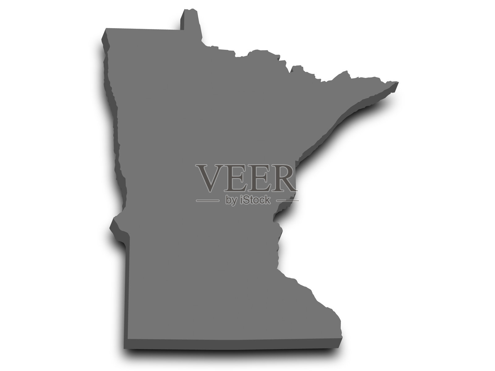 明尼苏达州3D地图,带有颜色。明尼苏达州,美国,US,United State插画图片素材