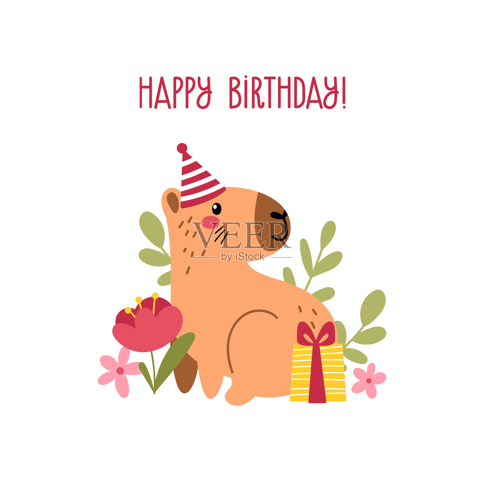 带有搞笑水豚的贺卡插画图片素材