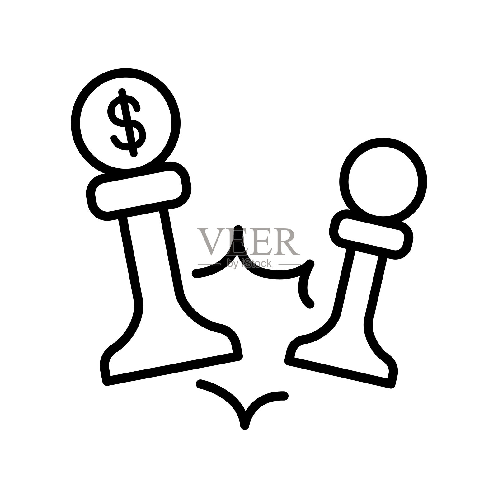 商业战争图标,细线风格,矢量插图设计插画图片素材