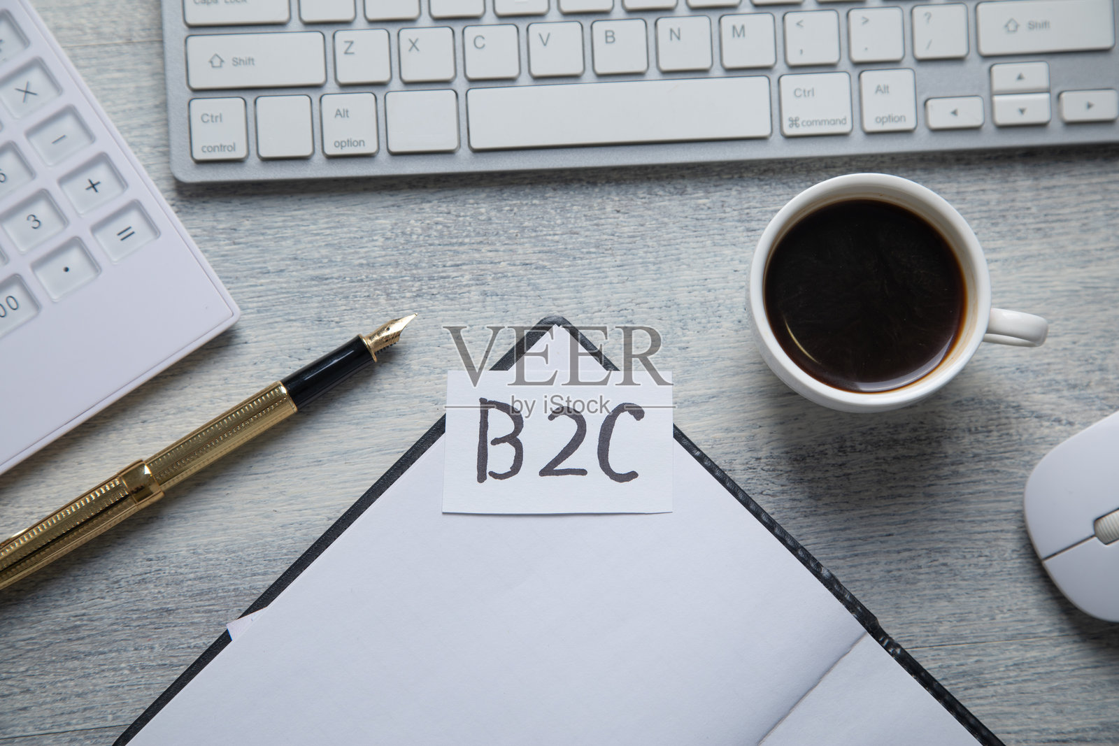 纸上的B2C商业模式。商业概念照片摄影图片