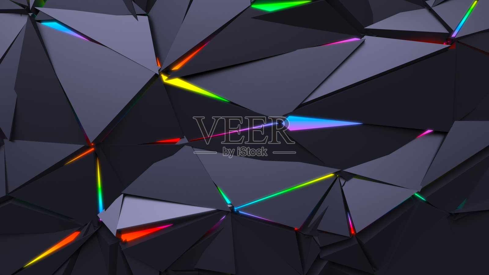 抽象多边形彩虹光背景艺术背景 3D 插图 第五卷照片摄影图片