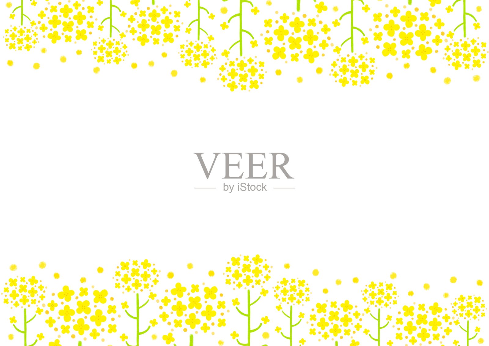 水彩画的油菜花背景框架插图插画图片素材