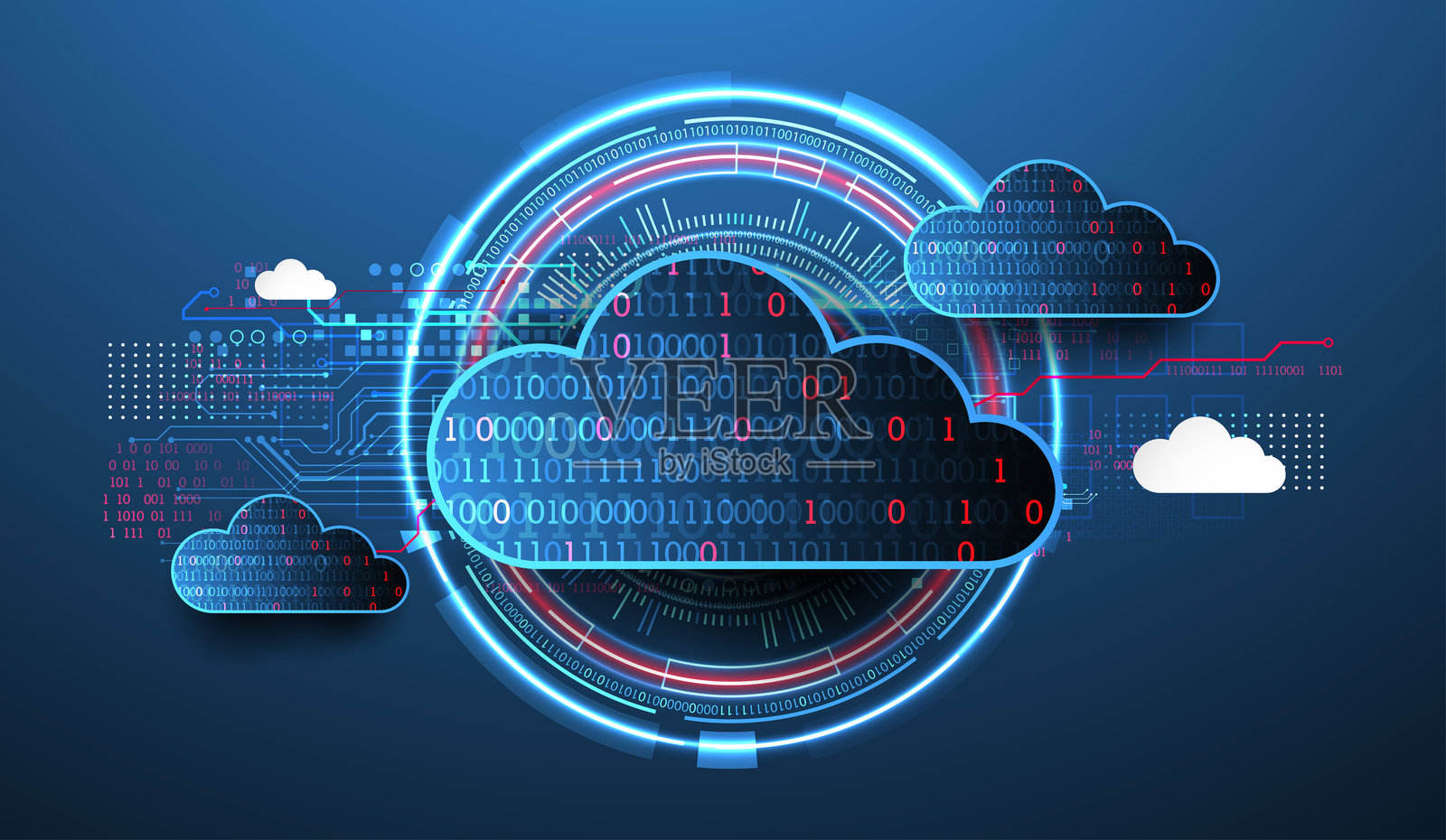 云计算概念。抽象技术背景。插画图片素材