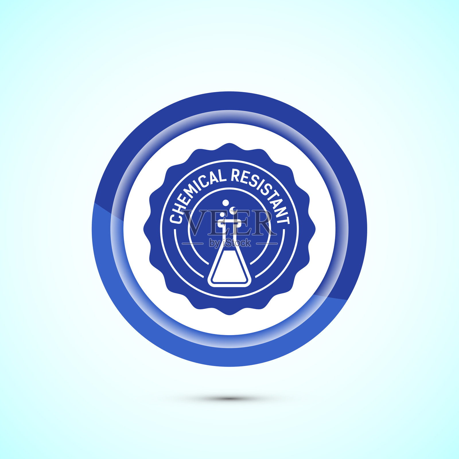 化学耐受图标设计插图,化学耐受标志符号,蓝色按钮设计插画图片素材