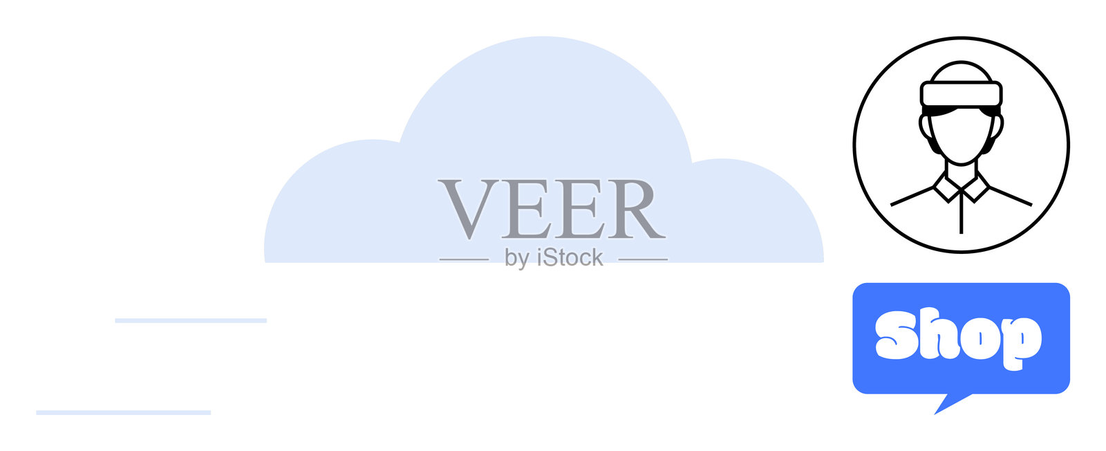 云计算与在线购物概念矢量图,极简设计插画图片素材