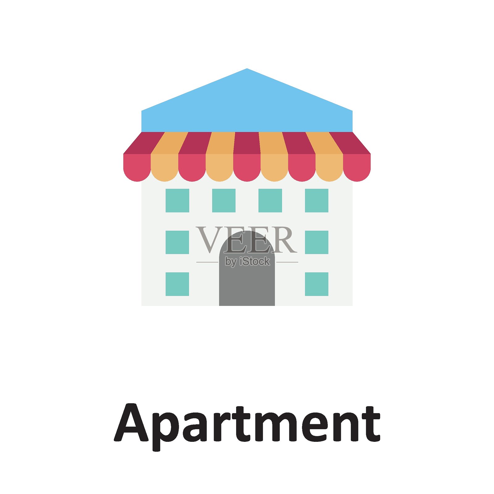 公寓颜色矢量图标,易于修改或编辑插画图片素材