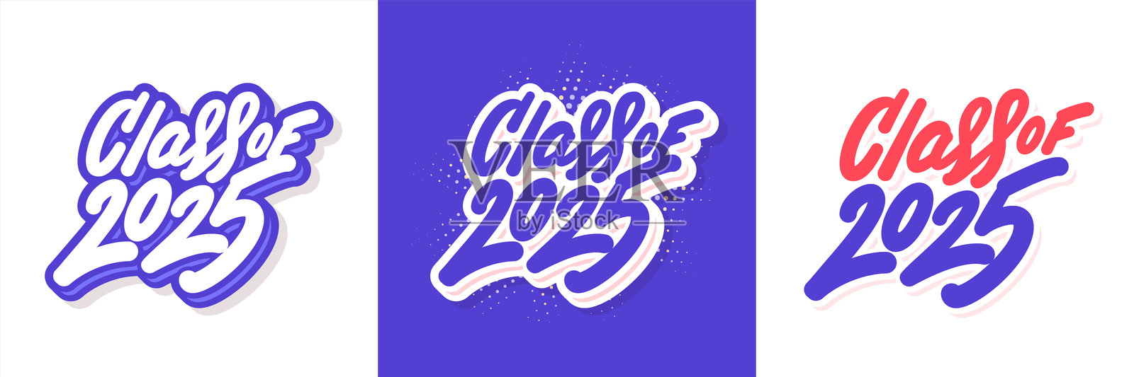 2025届毕业班矢量毕业横幅套装。三种设计变体。插画图片素材