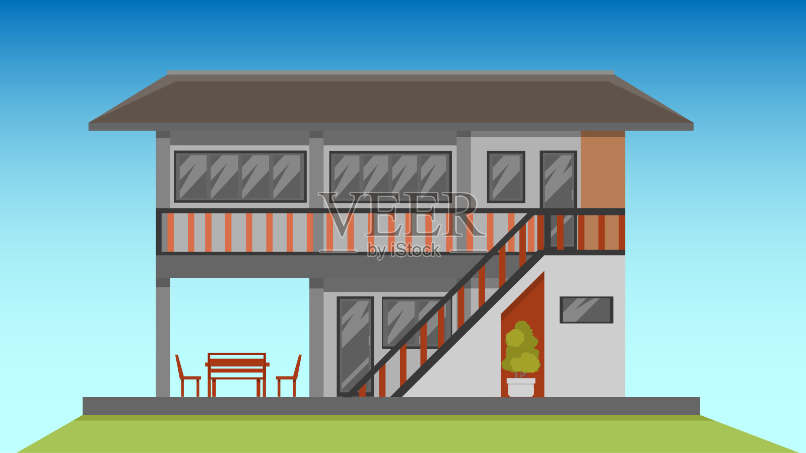 两层私人住宅。插画图片素材