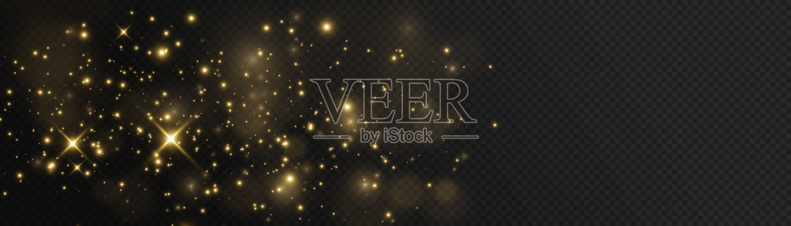 圣诞节闪烁的尘埃背景,金色尘埃的光芒,散景光效背景,黄色闪烁的光辉伴随五彩纸屑的散景光和粒子运动。尘埃闪烁,金色星星闪耀。插画图片素材