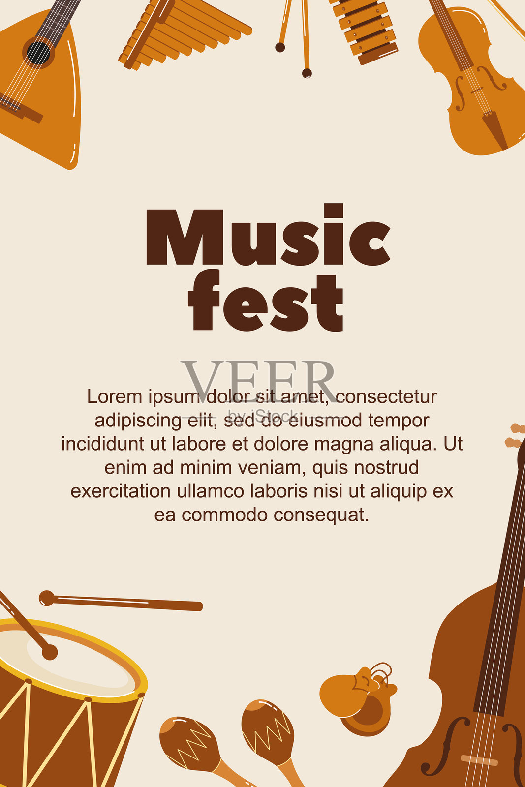 地方音乐节展示多样的乐器和生动的表演,供社区享受插画图片素材