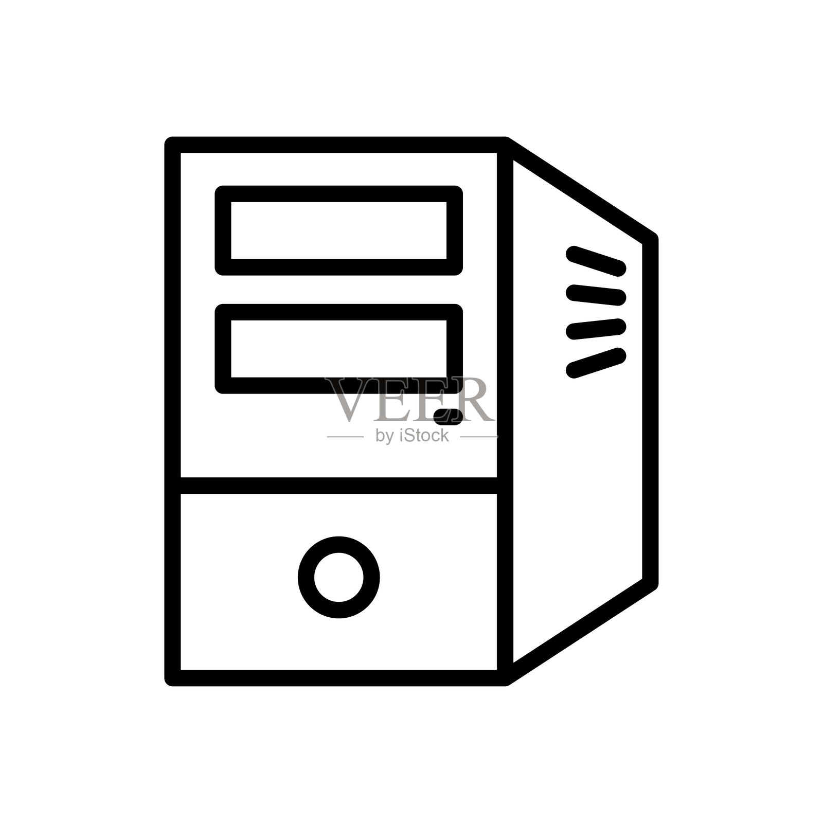 电脑塔图标矢量设计模板,简单而干净插画图片素材