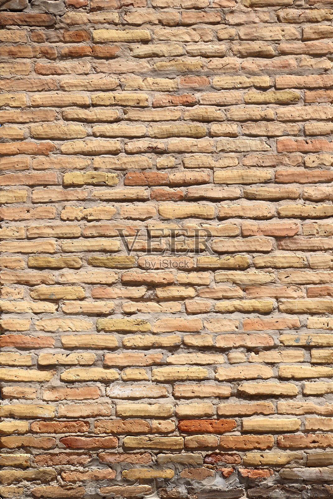 老砖墙的完整垂直纹理。复古砖墙的背景纹理。照片摄影图片