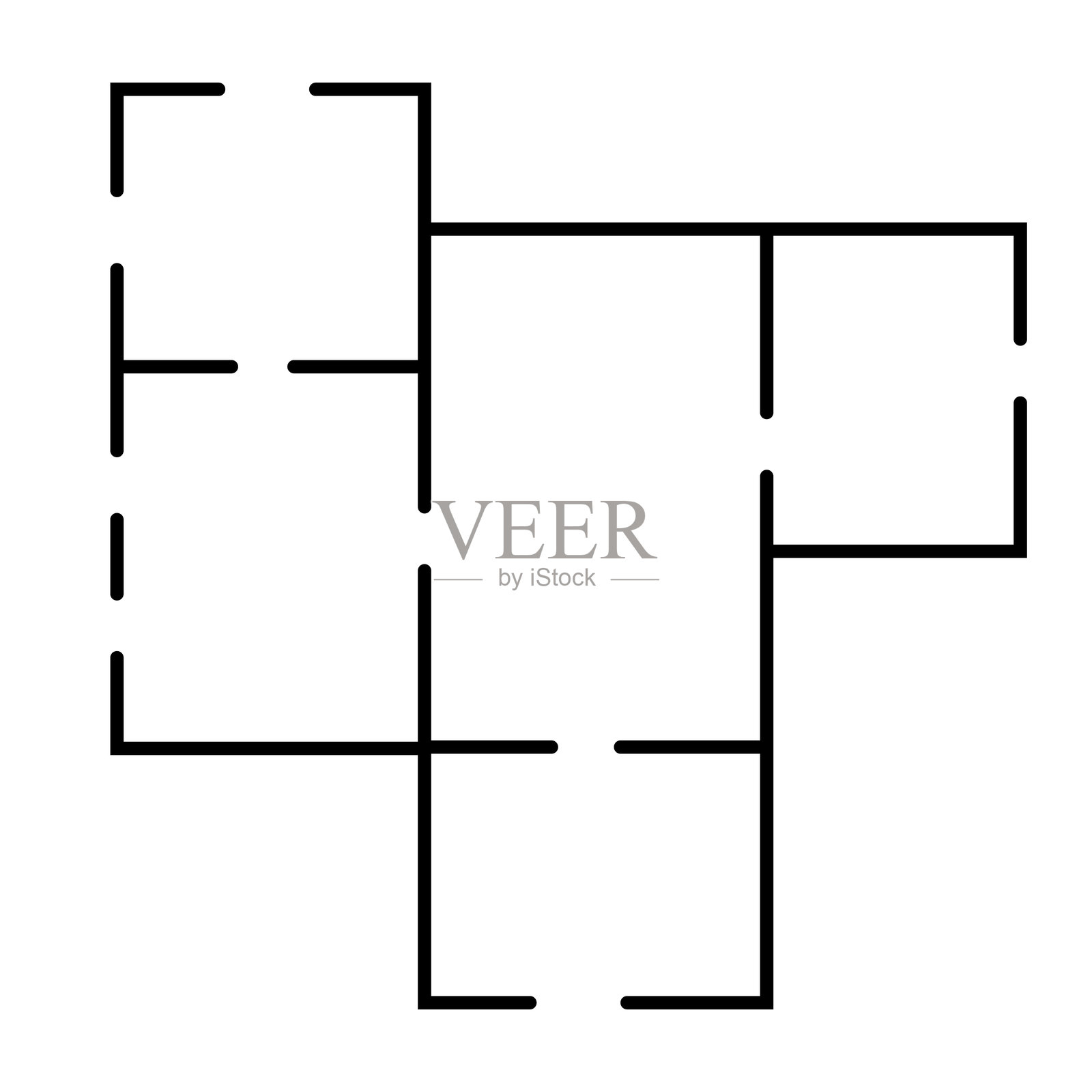 简约轮廓的黑色地板平面图设计插画图片素材