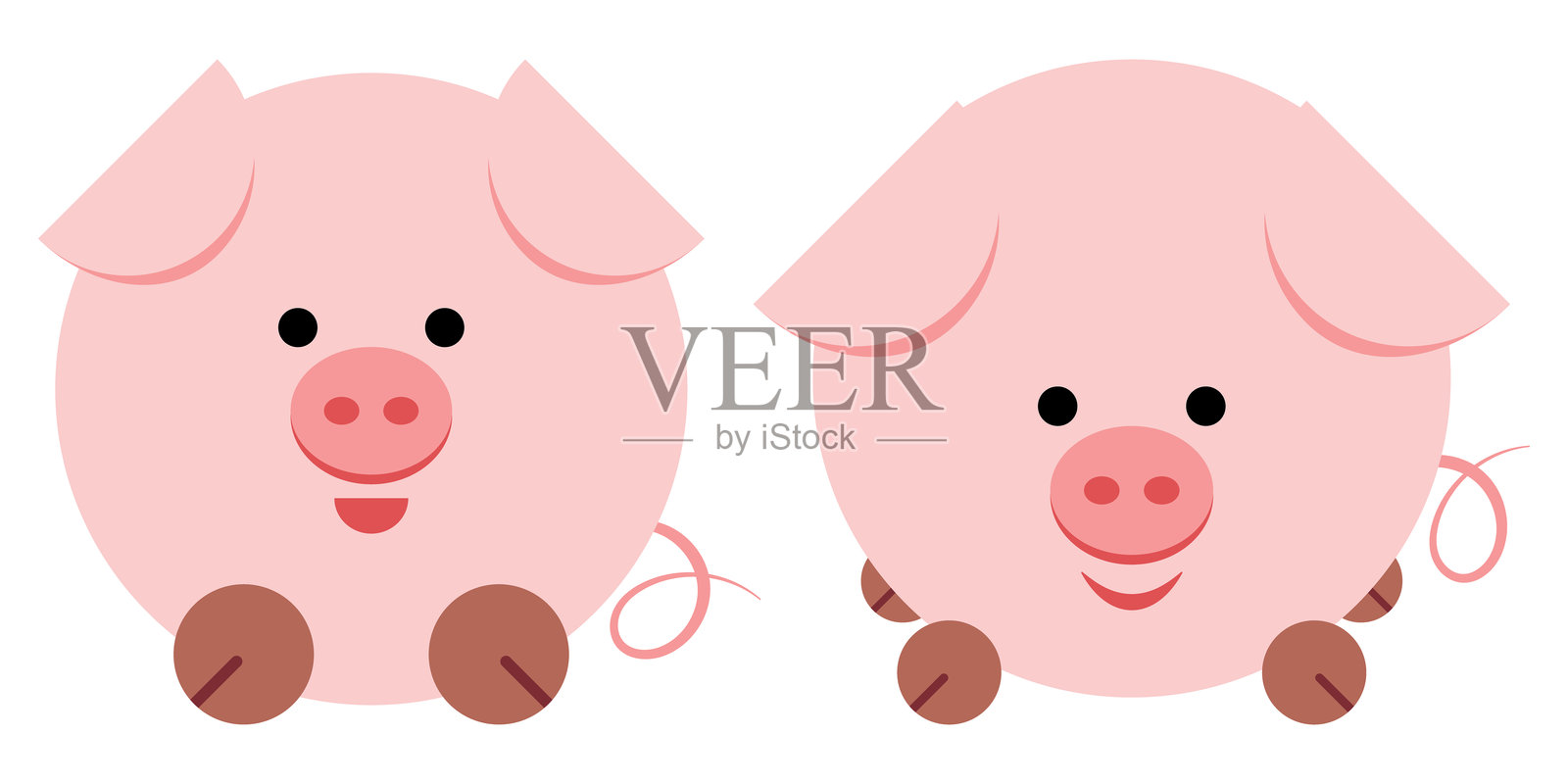 可爱的婴儿猪插图。卡通粉色小猪。插画图片素材