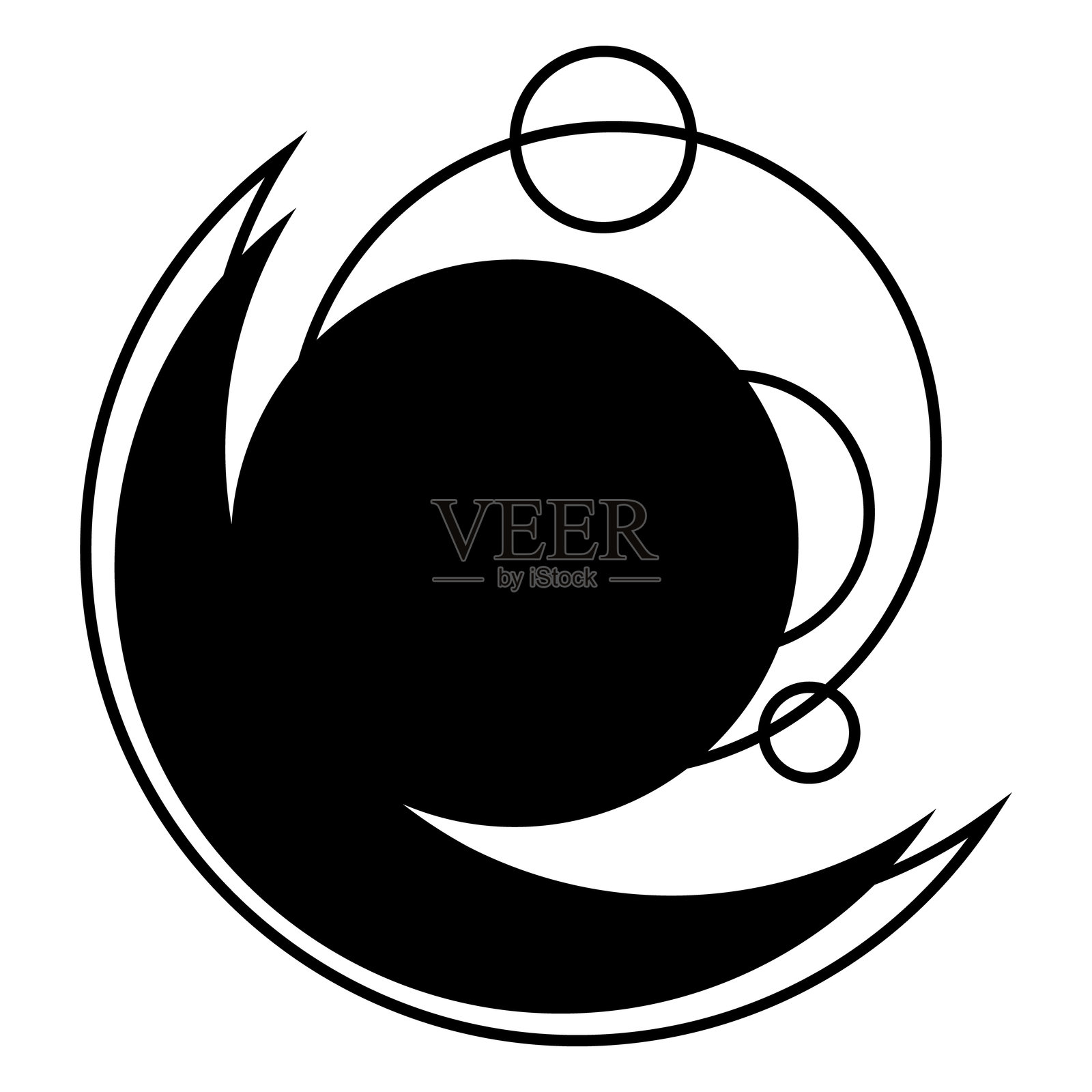 月亮扁平图标。占星术、炼金术、波西米亚风格和魔法的符号。插画图片素材