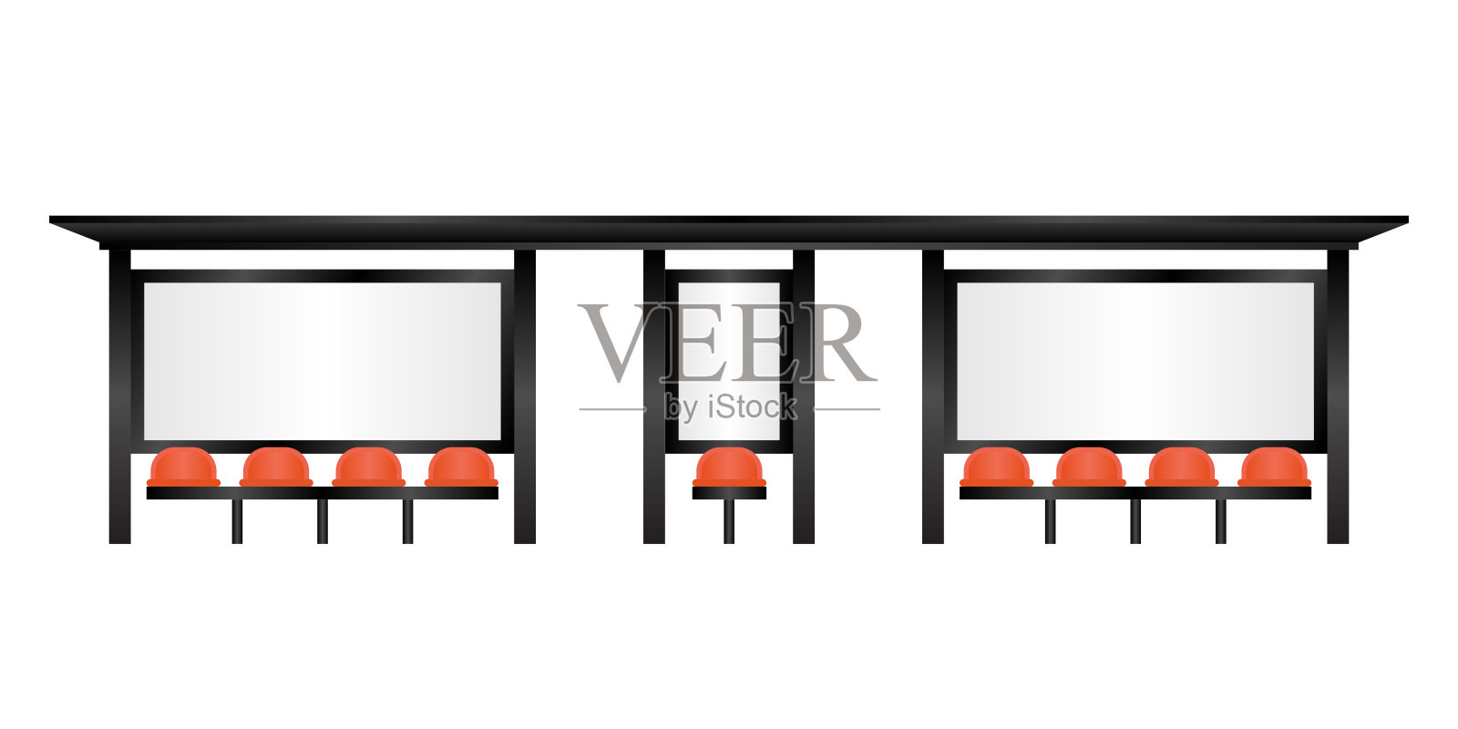 公交车站或公交车停靠站的空白广告牌。插画图片素材