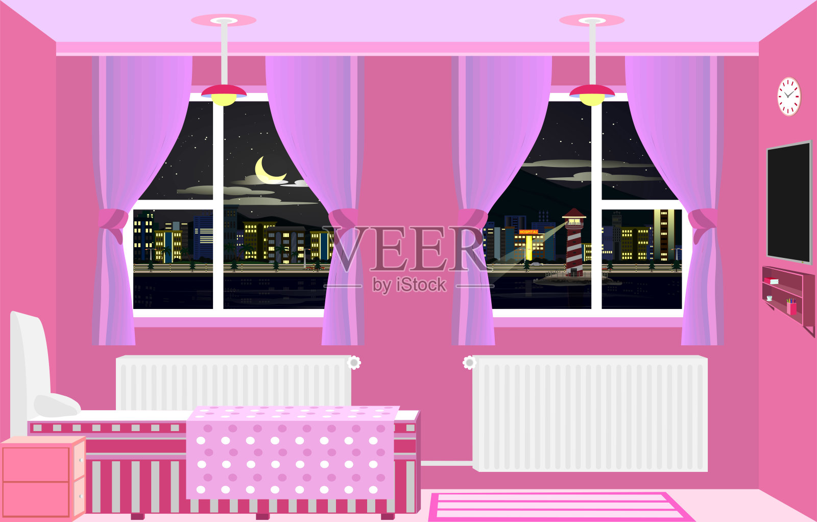 设计精美的卧室插画图片素材