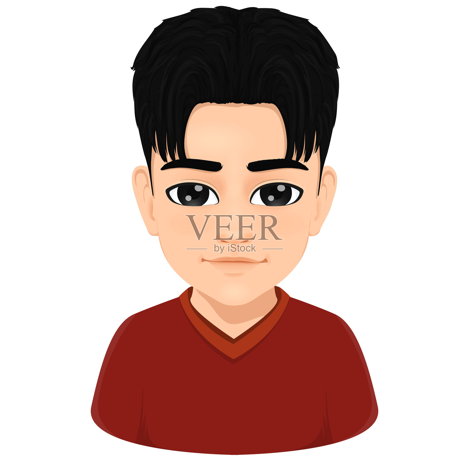 微笑的小男孩肖像插画图片素材